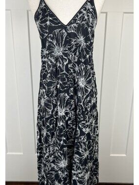 Oscar de la Renta Nightgown Robe Set L XL Black Ivory Embroidered Cotton Cottage
